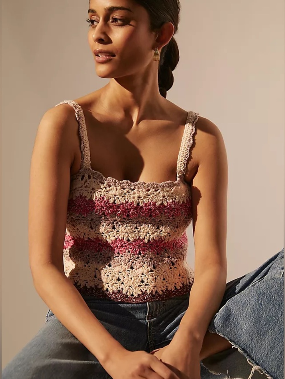 Anthropologie Hand Crochet Boho Tank Top XL